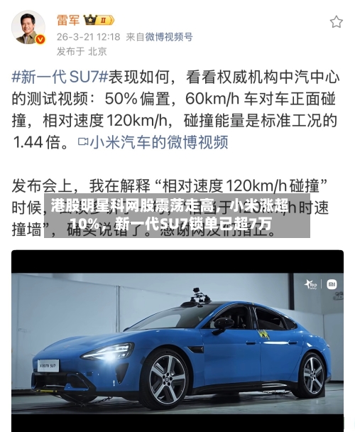 港股明星科网股震荡走高	，小米涨超10%，新一代SU7锁单已超7万-第3张图片