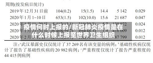 疫情何时上报的/新冠肺炎疫情是在什么时候上报至世界卫生组织